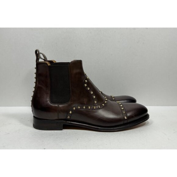 Gucci Chelsea Ankle Studded Boots Brown Leather Women’s Size US 9.5 / 39.5 - Picture 1 of 8